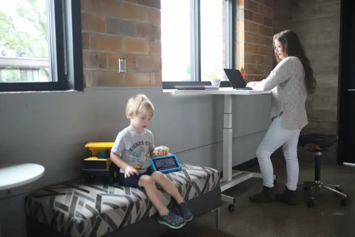 Parent working from home with a baby